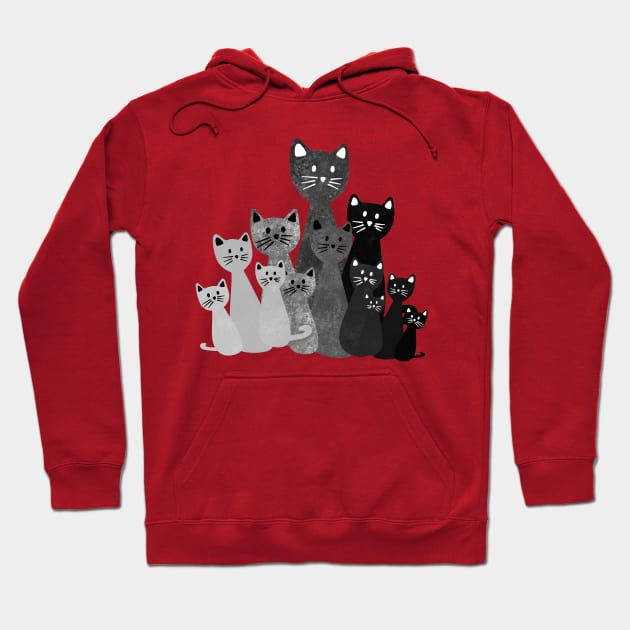 Black and White Cats Hoodie by Kelly Louise Art